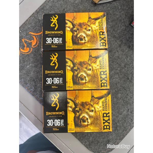 DESTOCKAGE 3 boites Munitions BROWNING 30-06 BXR 155gr