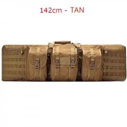 Sac de Fusil Rembourré 142 CM 2 Armes Système Molle Verrouillable à Dos ou Poignée Chasse Kaki