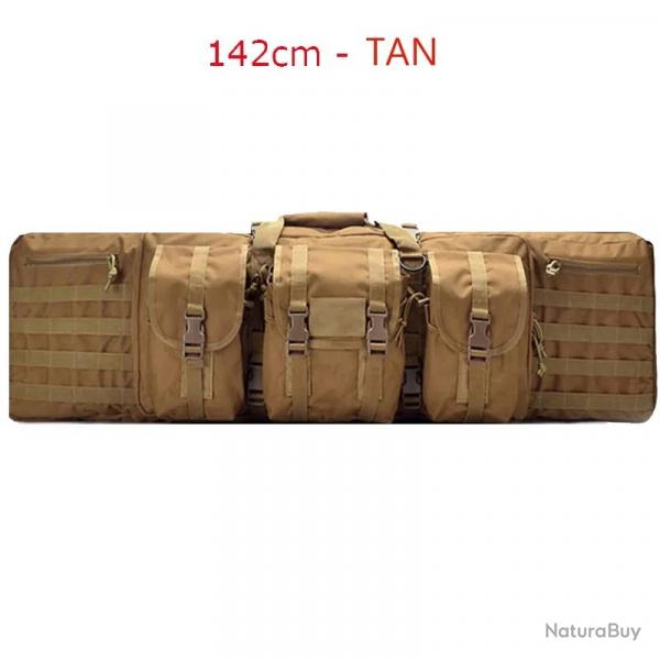 Sac de Fusil Rembourr 142 CM 2 Armes Systme Molle Verrouillable  Dos ou Poigne Chasse Kaki