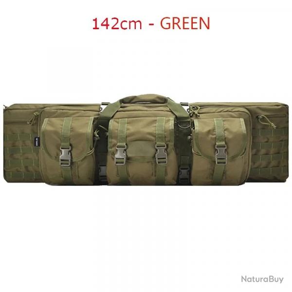 Sac de Fusil Rembourr 142 CM 2 Armes Systme Molle Verrouillable  Dos ou Poigne Chasse Vert