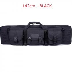 Sac de Fusil Rembourré 142 CM 2 Armes Système Molle Verrouillable à Dos ou Poignée Chasse Noir