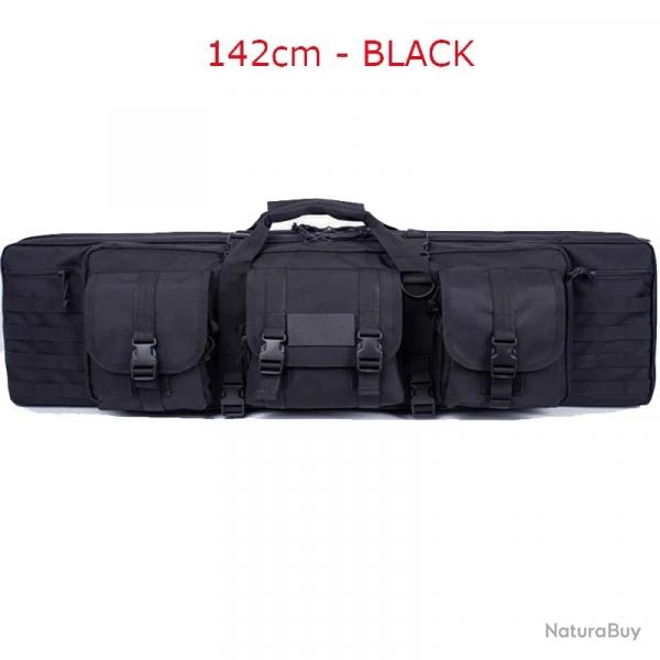 Sac de Fusil Rembourr 142 CM 2 Armes Systme Molle Verrouillable  Dos ou Poigne Chasse Noir