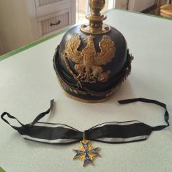 Vends casque Prussien 1868, officier d'artillerie.