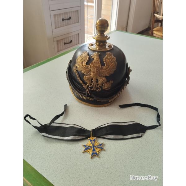 Vends casque Prussien 1868, officier d'artillerie.