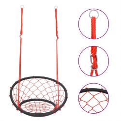 Chaise balançoire suspendue rouge et noire 60 cm - Jeu d'extérieur pour enfants, cadre acier