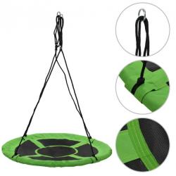 Balançoire ronde verte 110 cm en tissu Oxford - Siège suspendu extérieur pour enfants