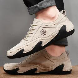Mocassins Homme Cuir Suédé Respirants - Chaussures, Plein Air, Grande Taille, Chasse, Randonnée,Beig