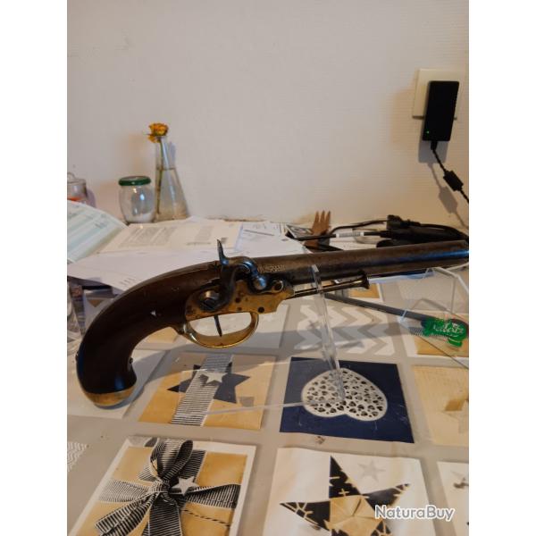 Pistolet a coffre transformer a percussion poque 18eme