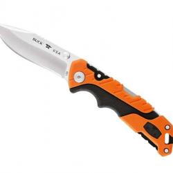Couteau Buck Knives PURSUIT PRO SMALL lame drop point acier S35VN à cran et à bouton double + étui