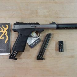 PISTOLET BROWNING BUCKMARK INOX CAL 22 LR 2 CHARGEURS + SILENCIEUX OCCASION BON ETAT