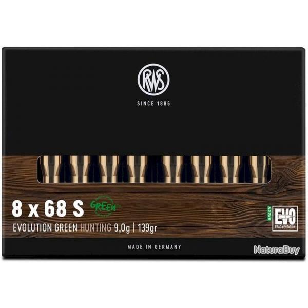 Munitions RWS 8x68 S HIT Green 10.4g 160gr x2 boites