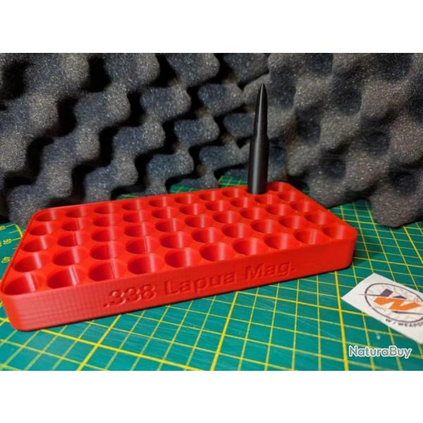 Planche Rechargement - Calibre 338 Lapua mag / Rangement pour 50 cartouches VERT -Impression3D