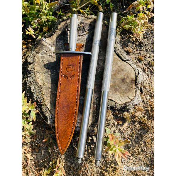 pieux de grande chasse d'artisan / manche inox dmontable / lame acier carbone