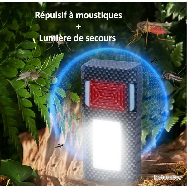 Appareil portable de rpulsion des moustiques lectrique 2-en-1 avec lampe de camping et batterie