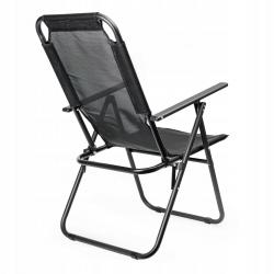 Chaise de Camping - 62x45x102 cm - Noire - Dossier Réglable