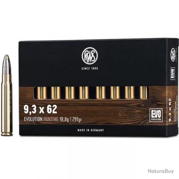 Munitions RWS 9.3x62 EVO 18.8g 291gr x2 boites