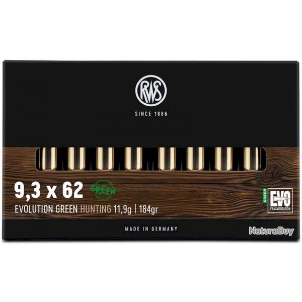 Munitions RWS 9.3x62 EVO Green 11.9g 184gr x2 boites