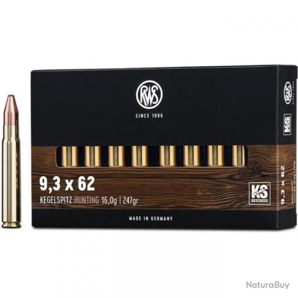 Munitions RWS 9.3x62 KS 16g 247gr x2 boites