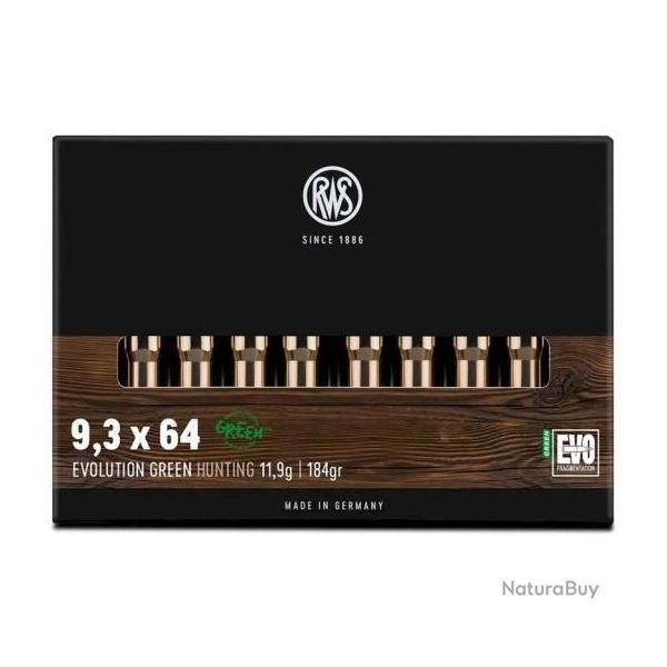 Munitions RWS 9.3x64 EVO Green 11.9g 184gr x2 boites