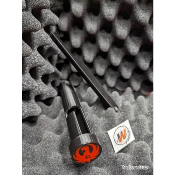 RUGER 22LR - PACK DEMARRAGE-  Protge Culasse avec NOIR LOGO RUGER ROUGE + Guide baguette NOIR 22 lr