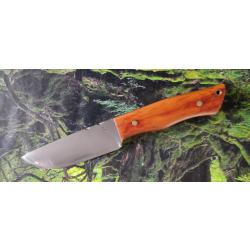 Couteau bushcraft forgé, manche en If + étui en cuir ENSEMBLE ARTISANAL !