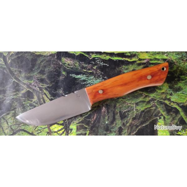 Couteau bushcraft forg, manche en If + tui en cuir ENSEMBLE ARTISANAL !