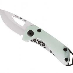 Couteau Buck Knives BUDGIE G10 NATUREL  lame drop point à trou acier CPM-S35VN à cran intérieur