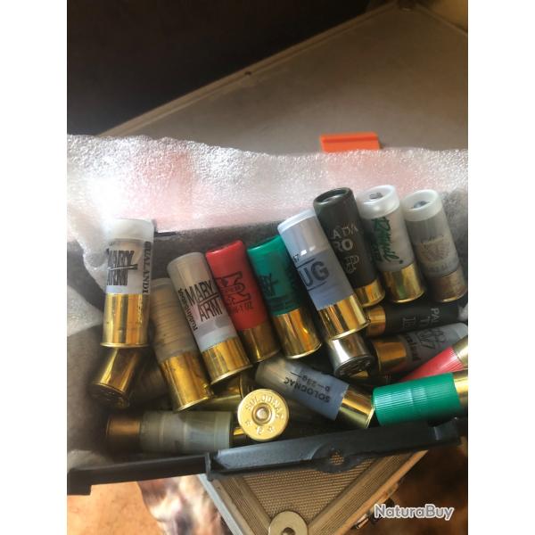 + de 30 balle cal 12, Sauvestre,winchester mary arm;b&p rubin sabo,gualandi,volcano etc boite cadeau