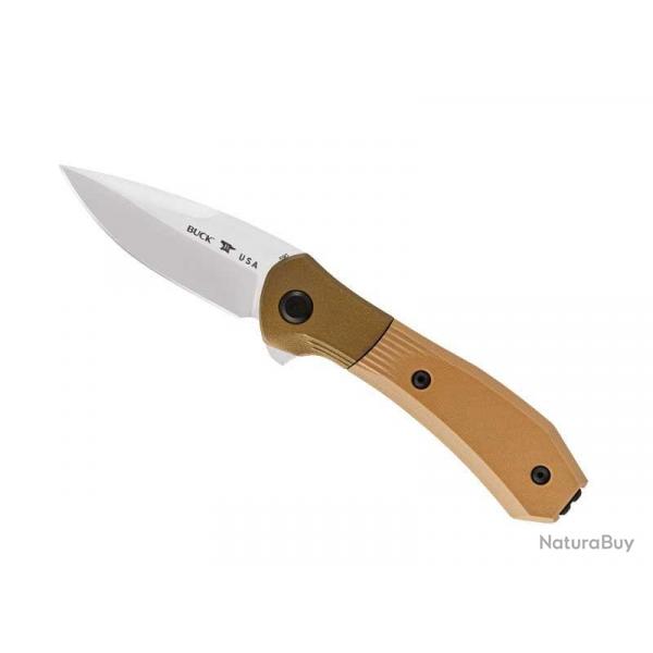 Couteau Buck Knives PARADIGM MARRON lame drop point  trou acier CPM-S35VN