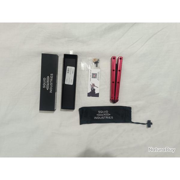 Balisong Squid Indistries Kraken Raken Bowie Inken Red V3 pour Richard