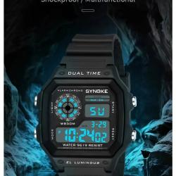 SYNOKE Montre numérique digitale étanche Sport Noir