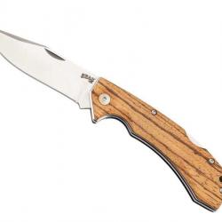 Couteau  Herbertz INOX/BOIS DE ZEBRA lame acier 420 satiné à cran et à onglet