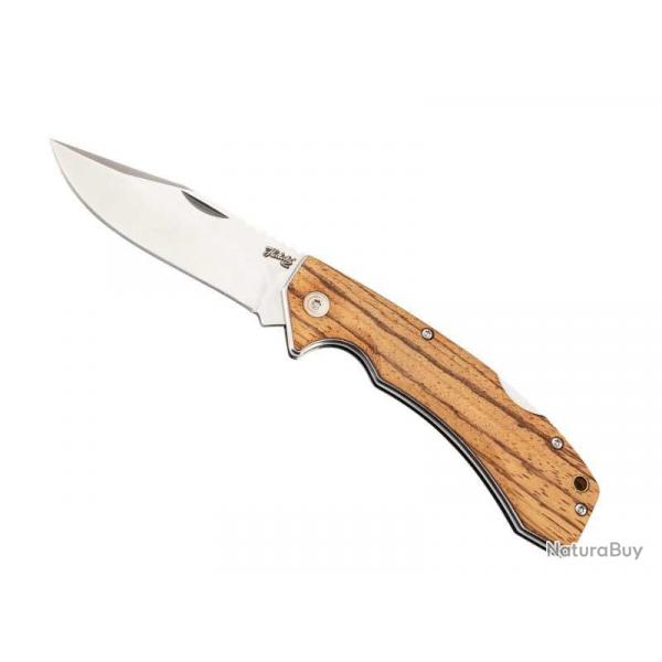 Couteau  Herbertz INOX/BOIS DE ZEBRA lame acier 420 satin  cran et  onglet