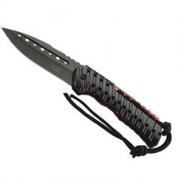 Couteau Herbertz  ABS NOIR/ROUGE 12CM INOX lame noire à trous acier 420 à cran intérieur