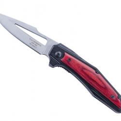 Couteau Herbertz ALU NOIR /PAKKA 11CM INOX lame à trou acier 420 à cran intérieur,