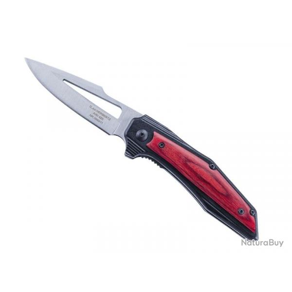 Couteau Herbertz ALU NOIR /PAKKA 11CM INOX lame  trou acier 420  cran intrieur,