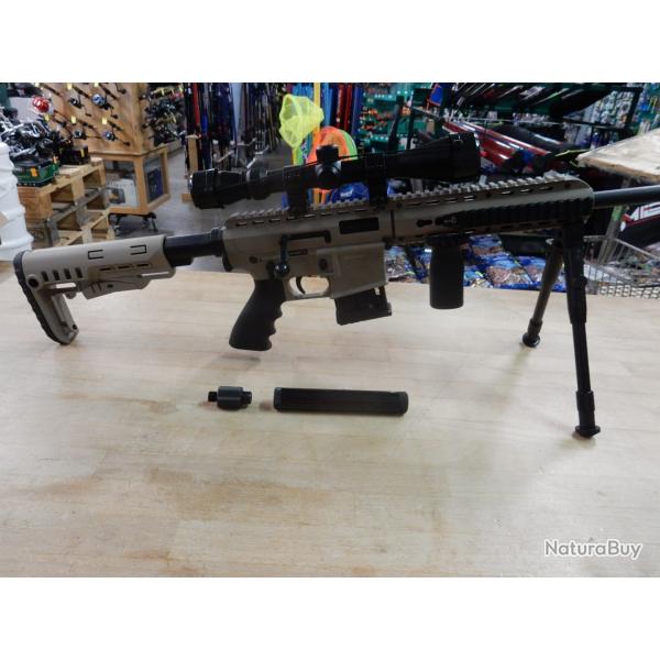 CARABINE PALLAS BA 15-22 CAL 22 LR + LUNETTE + BI-PIED + LAMPE LASER + POIGNEE + SILENCIEUX OCCASION