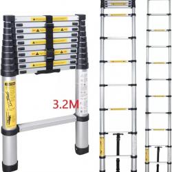 Échelle télescopique pliante en aluminium 3,2m - Capacité 150 kg