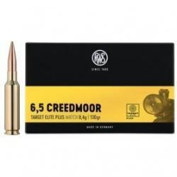 Munitions RWS 6.5 Creedmoor Target Elite Plus Scorion 9.3g 143gr x10 boites