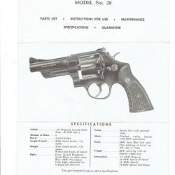 notice SMITH WESSON model 28 (envoi par mail) - VENDU PAR JEPERCUTE (m2450)
