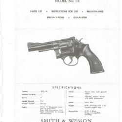 notice origine SMITH WESSON modèle 18 (envoi par mail) - VENDU PAR JEPERCUTE (m2452)