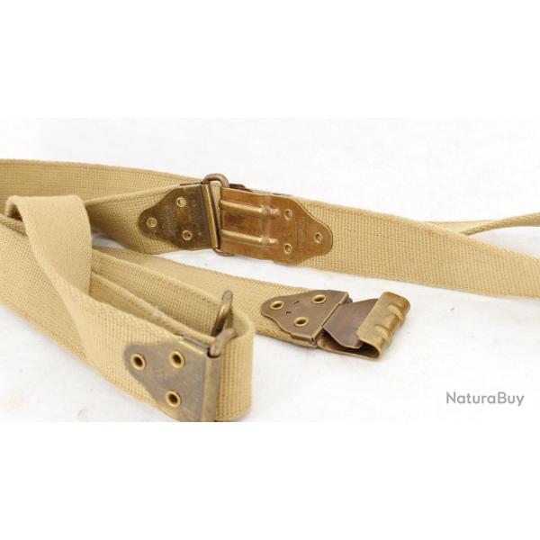 WW2 BRETELLE EN TOILE WEB BEIGE NOBUCKL FUSIL SPRINGFIELD 1903 THOMPSON 1928 GARAND M1 - USA SECOND 