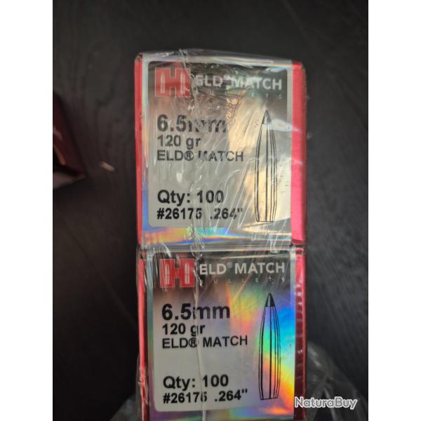 Ogives 6.5 creedmore hornady eld match 120 grains. Botes de 100 pieces