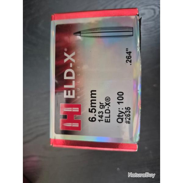 Ogives hornady 6.5 creedmore Eldx 143 grains boite de 100