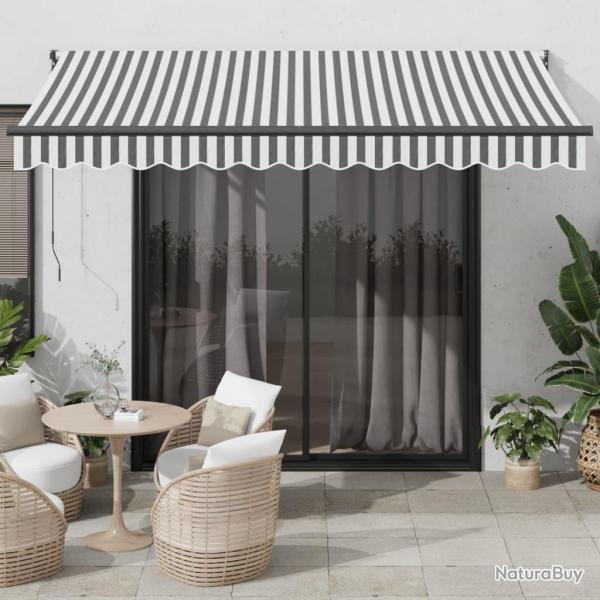 Auvent rtractable anthracite et blanc 3,5x2,5m tissu/aluminium
