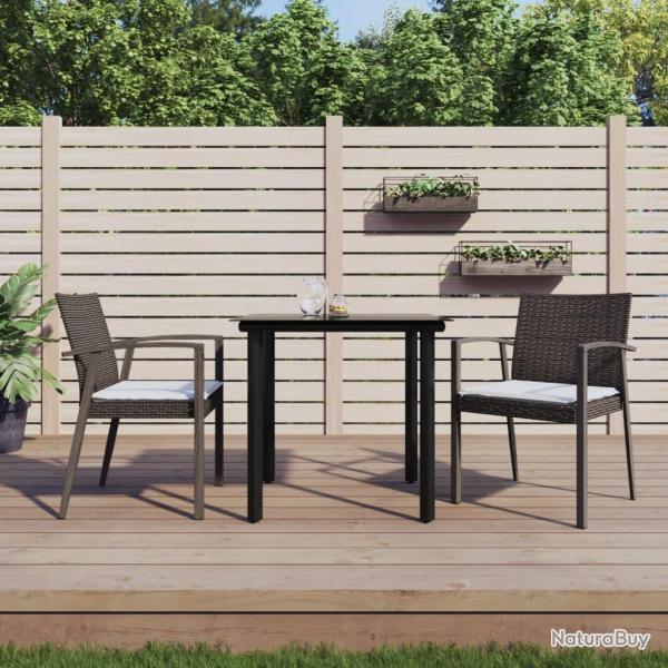 Ensemble  manger de jardin 3 pcs coussins rsine tresse acier