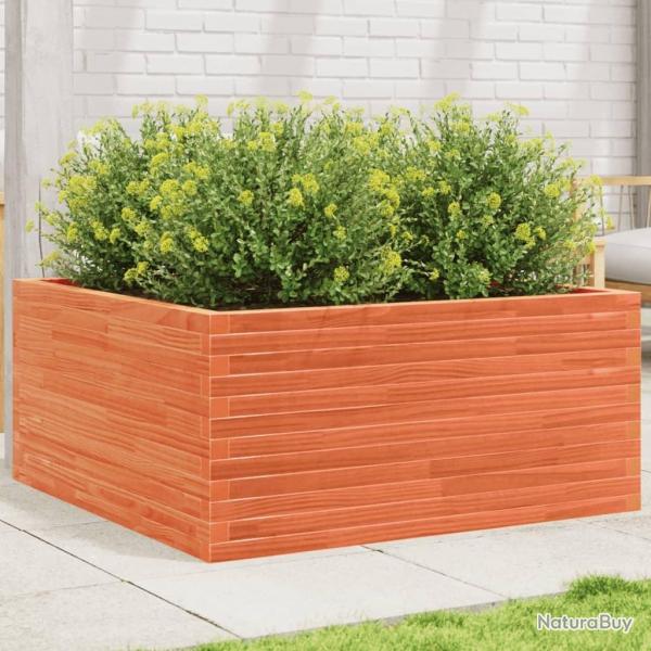 Jardinire cire marron 100x100x46 cm bois de pin massif