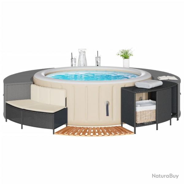 Cadre de bain  remous noir rsine tresse bois massif d'acacia