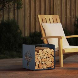 Portant de bois chauffage anthracite 40x40x40 cm