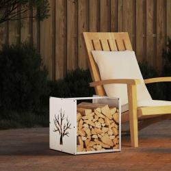 Portant de bois chauffage blanc 40x40x40 cm